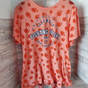 Woman's 2XL University Of Illinois T-shirt Orange Footballs Creative Apparel
